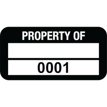 Lustre-Cal VOID Label PROPERTY OF Black 1.50in x 0.75in 1 Blank Pad & Serialized 0001-0100, 100PK 253774Vo2K0001